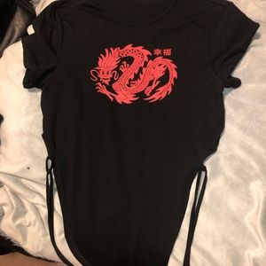 shein dragon body suit that ties on sides